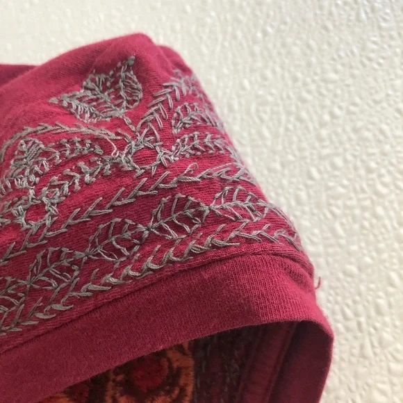 Johnny Was Burgundy Floral Embroidered Top - Picture 9 of 13